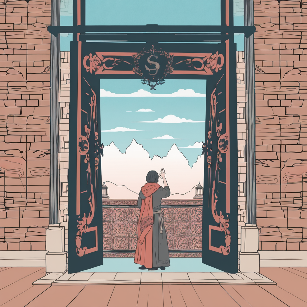 White vintage SUV on dirt road through redwoods